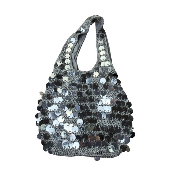 Urban Outfitters Sequin Embellished Silver Tote Bag With Inner Pocket - Picture 3 of 9